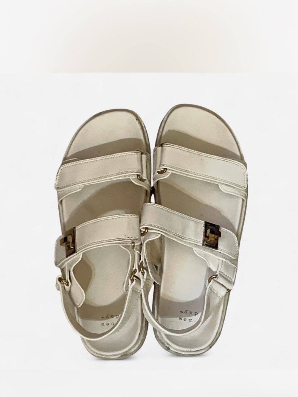 Target Women's Cream Double-Strap Sandals with Gold Buckle